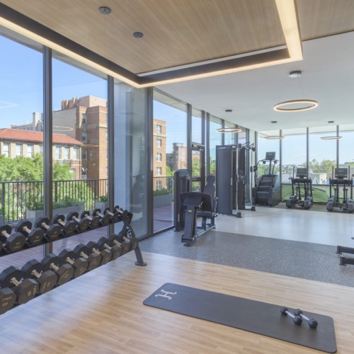 a gym with exercise equipment